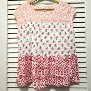 Style & Co. Women's Top PL Pink Red Floral Sleeveless Floral Floral Petite L EUC